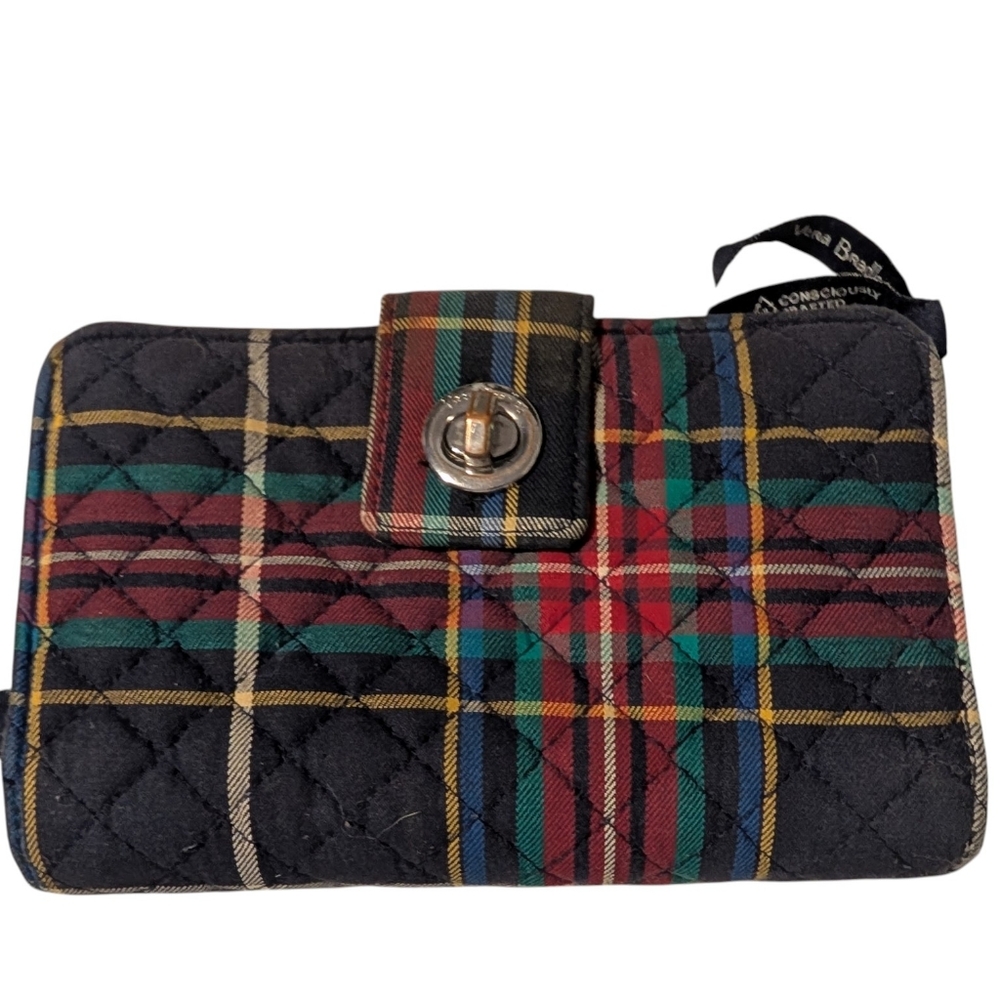 Vera Bradley Quilted Tartan Plaid Turnlock Wallet - Picture 1 of 6
